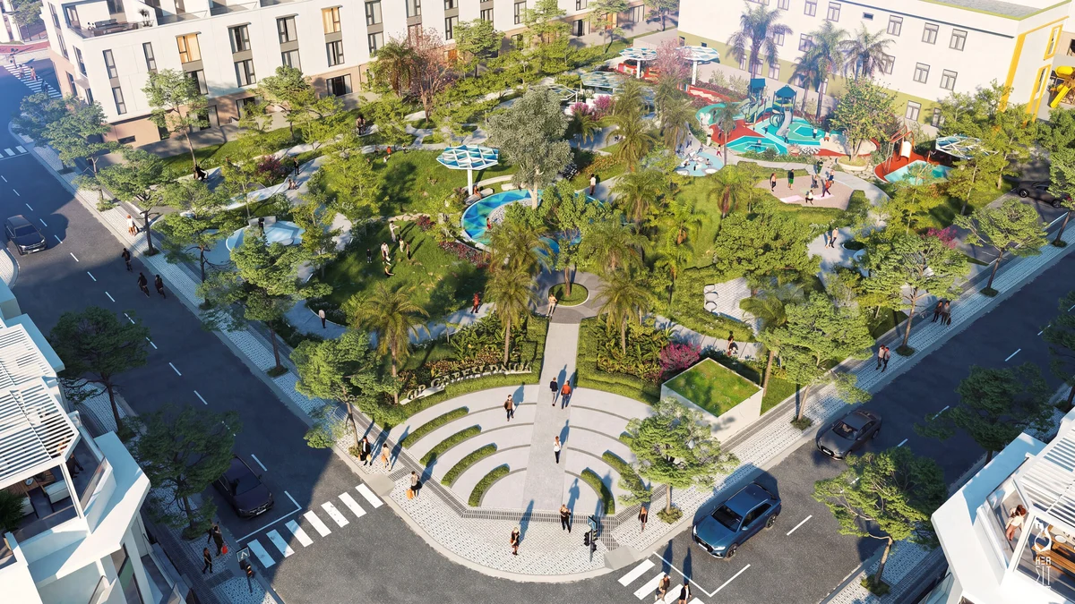 Phối cảnh Công viên Hạnh Phúc tại QP Green Park